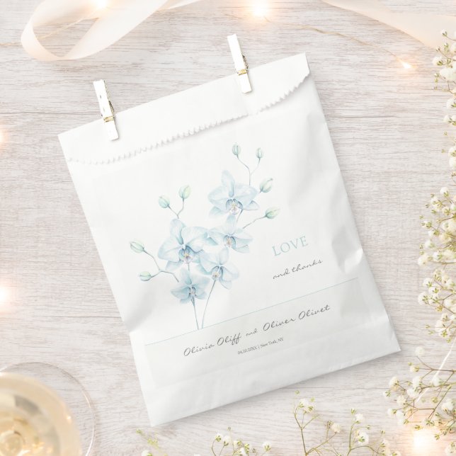 Sachets En Papier Mariage d'orchidée bleu doux (Coupé)
