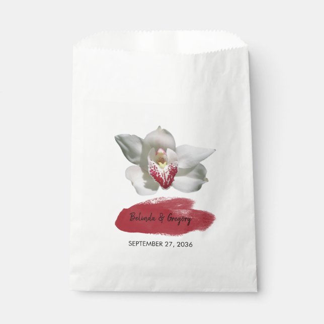 Sachets En Papier Mariage d'orchidée de Bourgogne (Devant)