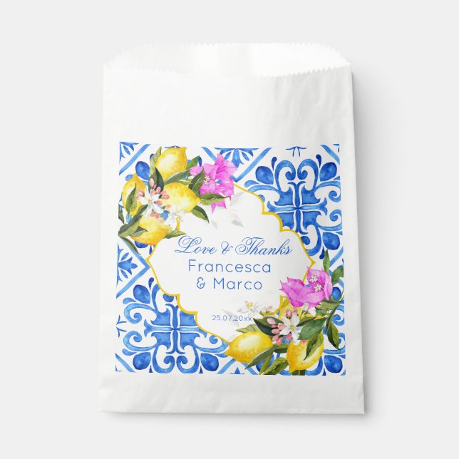 Sachets En Papier Mariage douche nuptiale privilégie les tuiles bleu (Devant)