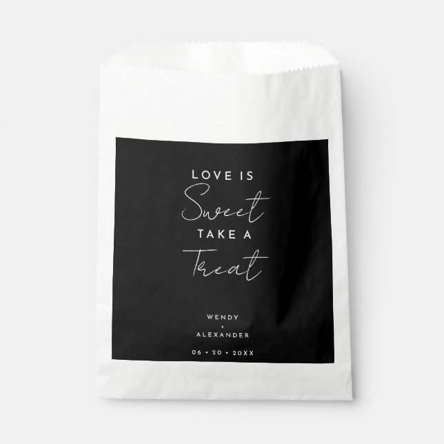 Sachets En Papier Mariage doux écriture moderne noire (Devant)