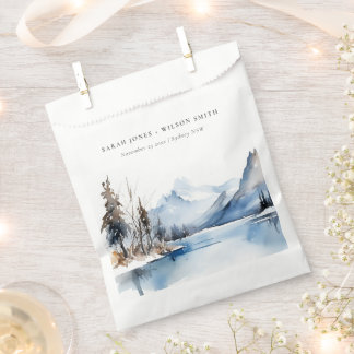 Sachets En Papier Mariage du paysage de neige hivernale du lac Mount