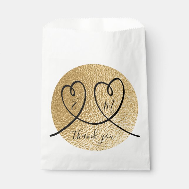 Sachets En Papier Mariage Elegant Black and Gold Party Favoriser les (Devant)