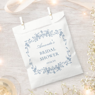 Sachets En Papier Mariage élégant bleu floral à la grâce ornée victo