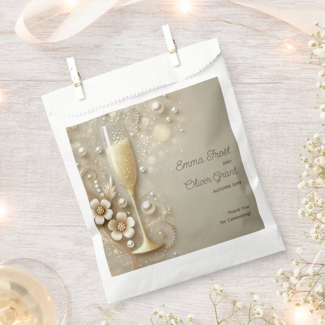 Sachets En Papier Mariage élégant Champagne & Pearl (Coupé)