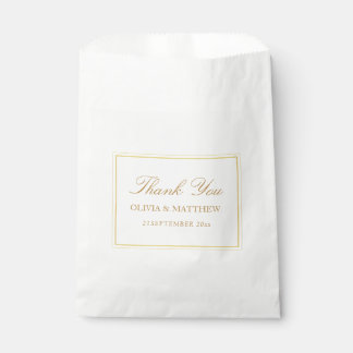 Sachets En Papier Mariage Élégant Fleurs Blanches Ivoire Bordure Or