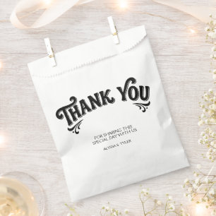 Sachets En Papier Mariage élégant rétro noir et blanc