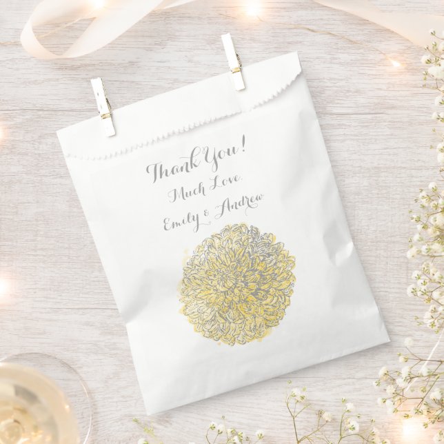 Sachets En Papier Mariage en fleur Dahlia jaune Iris (Coupé)