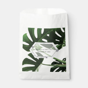 Sachets En Papier Mariage en marbre tropical Monstera