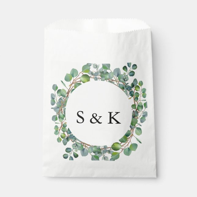 Sachets En Papier Mariage Eucalyptus aquarelle (Devant)