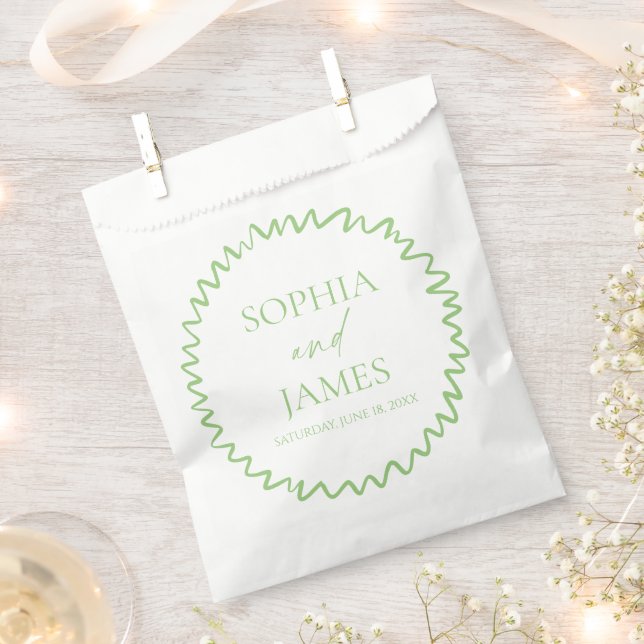 Sachets En Papier Mariage Fantaisiste Citron Vert Bordure Ondulée (Coupé)