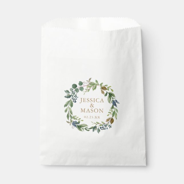 Sachets En Papier Mariage Favor Sac Vert Vert Marine Or (Devant)