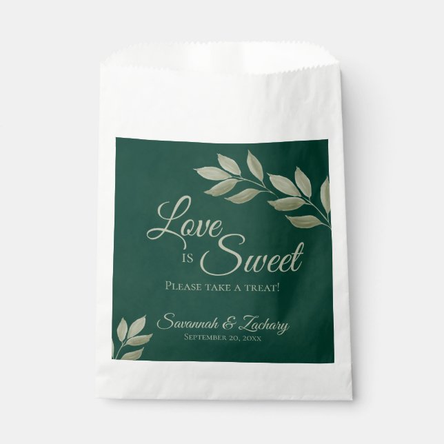 Sachets En Papier Mariage Feuille Emerald & Sage Green (Devant)