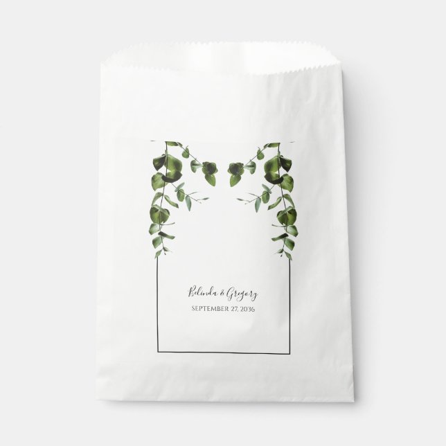 Sachets En Papier Mariage Feuille rustique Eucalyptus (Devant)