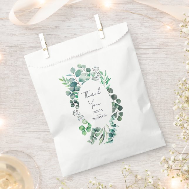 Sachets En Papier Mariage Feuilles de Verdure Botanique d'Eucalyptus (Coupé)