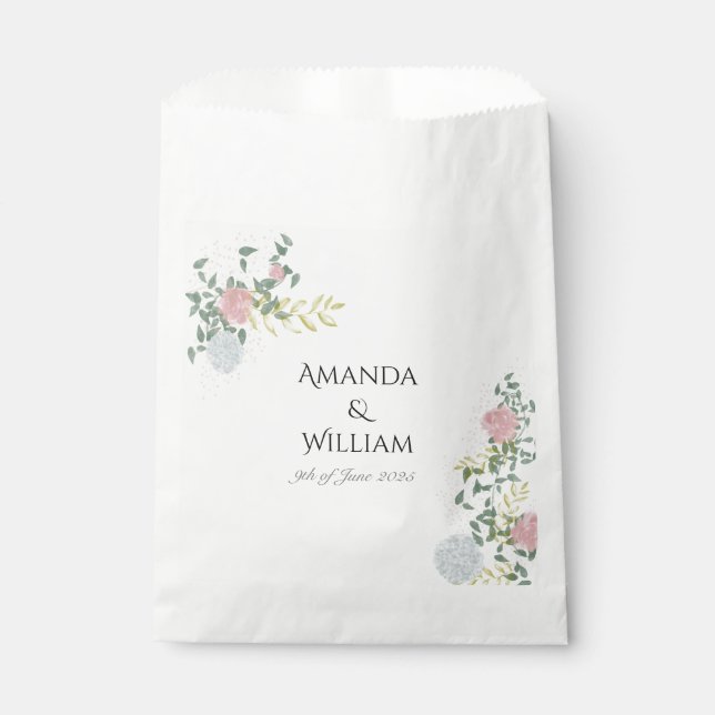 Sachets En Papier Mariage finement fleuri (Devant)