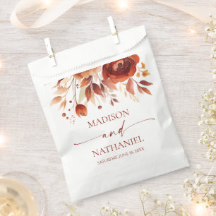 Sachets En Papier Mariage Fleur Florale Brun Bourgogne Rouillé