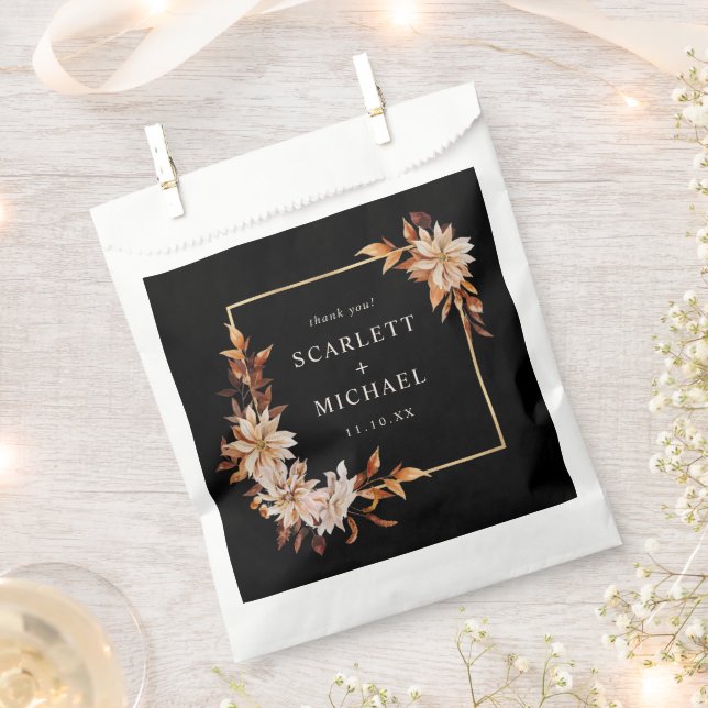Sachets En Papier Mariage Fleur Noir (Coupé)