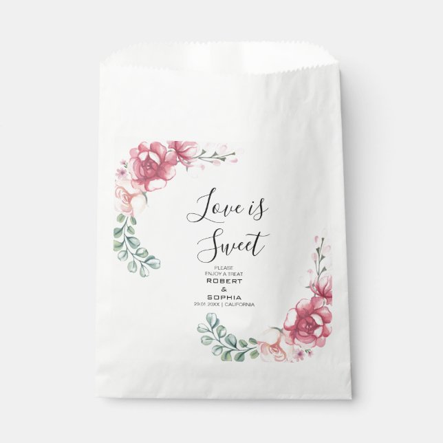 Sachets En Papier Mariage Fleur Rose Blush (Devant)