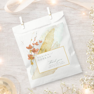 Sachets En Papier Mariage fleur sauvage Aquarelle Merci Gold ID954