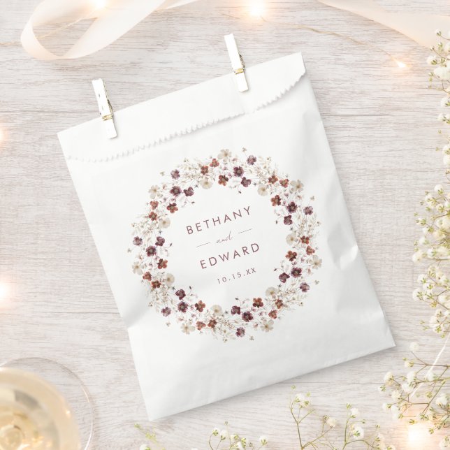 Sachets En Papier Mariage Fleur sauvage d'automne (Coupé)