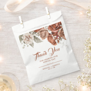 Sachets En Papier Mariage Fleurs de Terracotta Roses Orange Brûlées