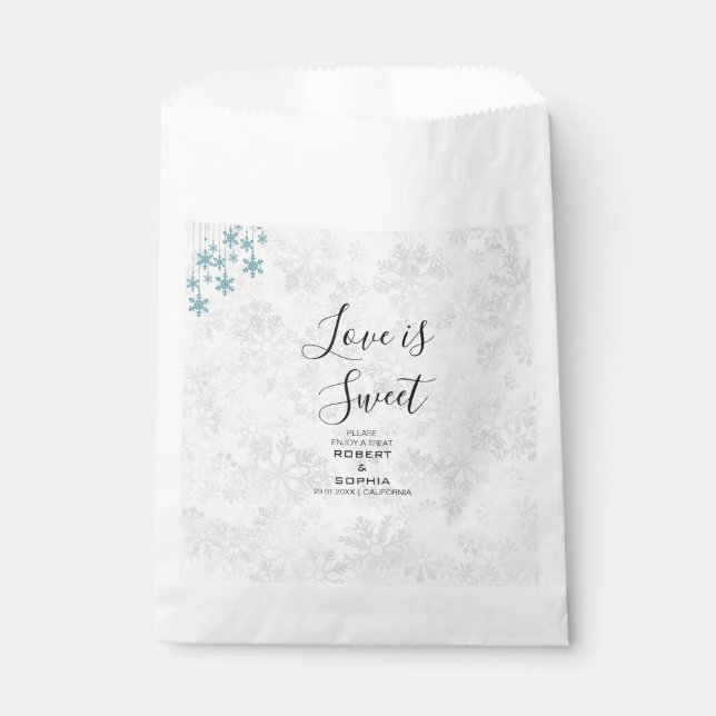 Sachets En Papier Mariage Flocon de Neige d'Hiver (Devant)