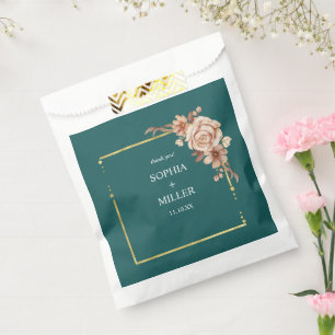 Sachets En Papier Mariage floral à l'aquarelle sarcelle et terre cui