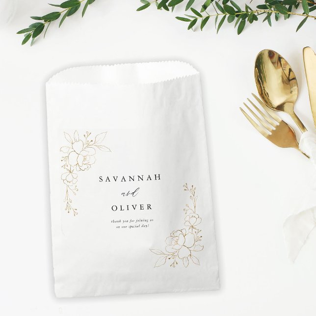 Sachets En Papier Mariage floral à revêtement or (Créateur téléchargé)