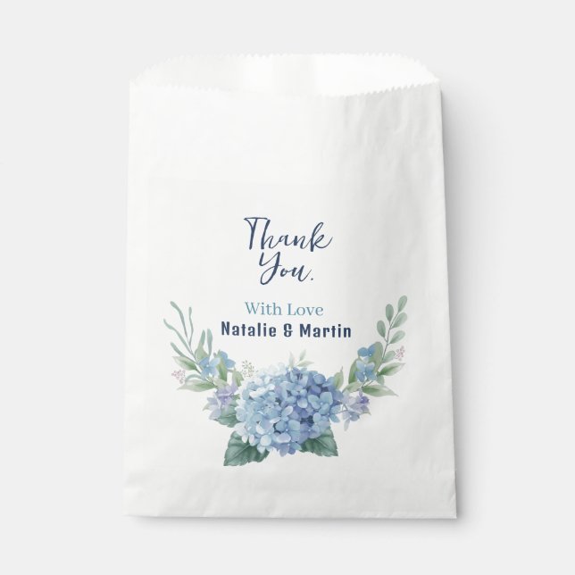 Sachets En Papier Mariage Floral Aquarelle Hydrangea Bleue (Devant)