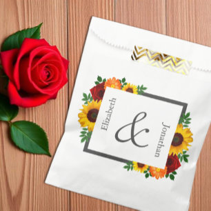 Sachets En Papier Mariage floral au tournesol rose au coucher du sol