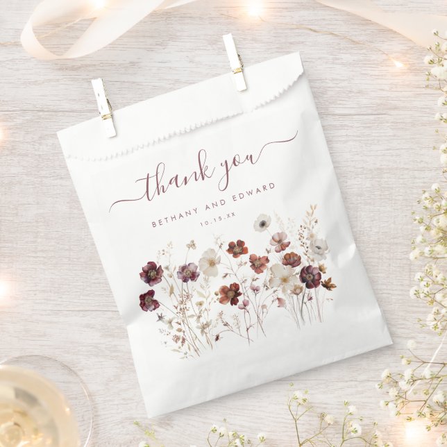 Sachets En Papier Mariage floral automne (Coupé)