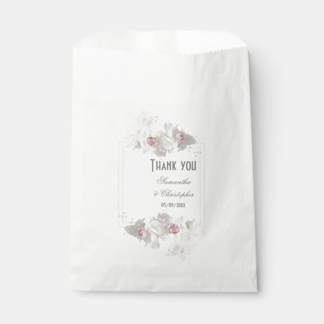 Sachets En Papier Mariage floral blanc (Devant)
