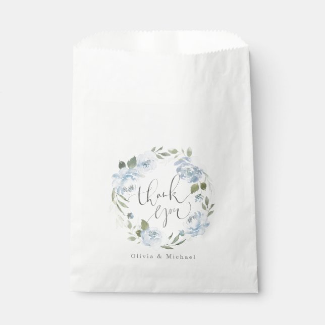 Sachets En Papier Mariage floral bleu roux romantique (Devant)