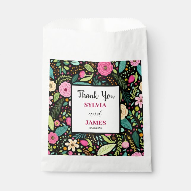 Sachets En Papier Mariage floral Boho moderne (Devant)