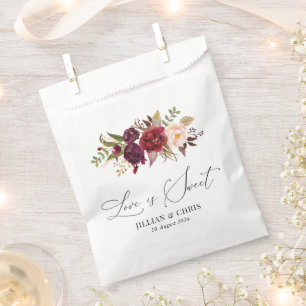 Sachets En Papier Mariage Floral Bourgogne Moderne Et Brut