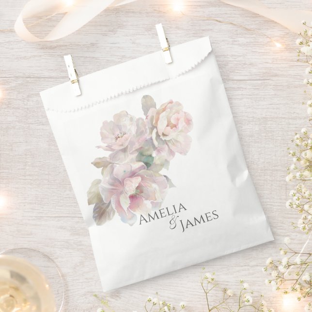 Sachets En Papier Mariage floral de pivoine rose romantique (Coupé)