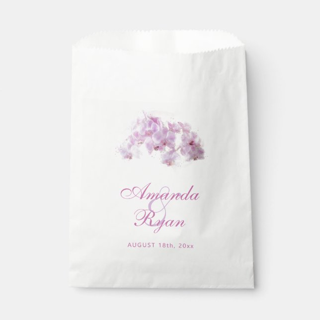 Sachets En Papier Mariage floral d'orchidée rose pâle (Devant)