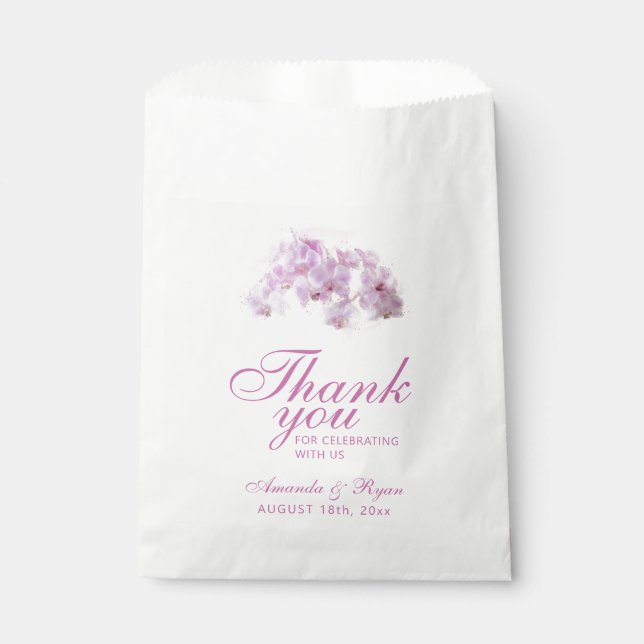 Sachets En Papier Mariage floral d'orchidée rose pâle (Devant)