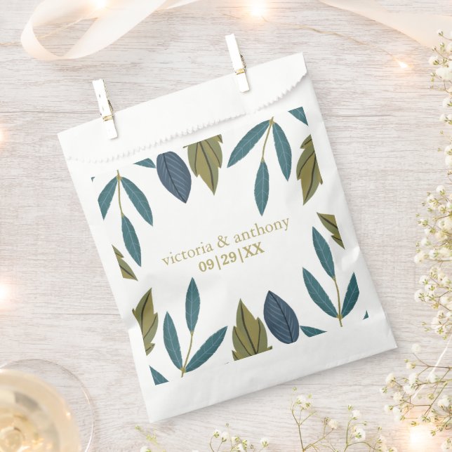 Sachets En Papier Mariage floral feuille rustique (Coupé)