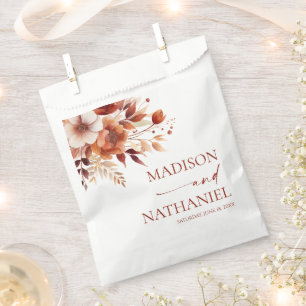 Sachets En Papier Mariage Floral Fleur Brun Bordeaux Rouillé