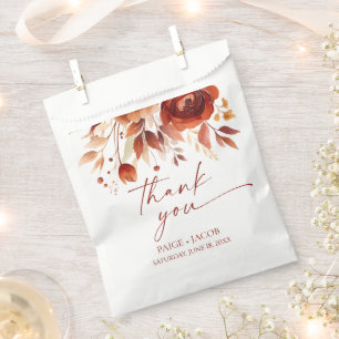 Sachets En Papier Mariage Floral Fleur Brun Bordeaux Rouillé