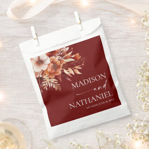 Sachets En Papier Mariage Floral Fleur Brun Bordeaux Rouillé
