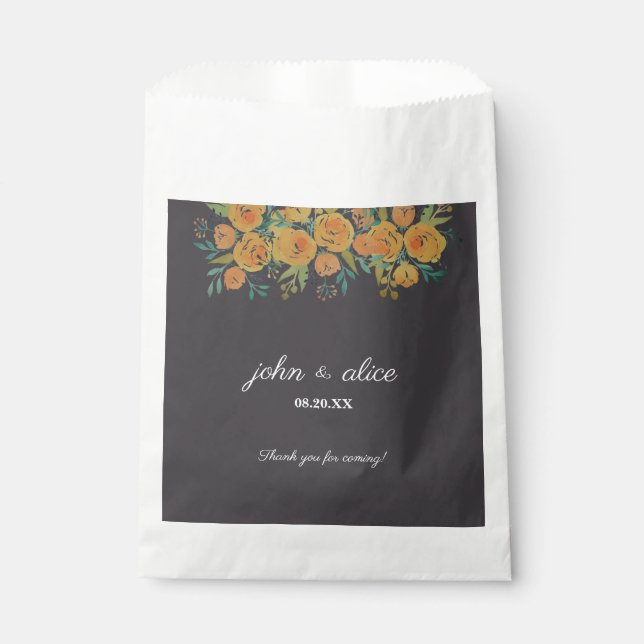 Sachets En Papier Mariage floral jaune et Brown (Devant)