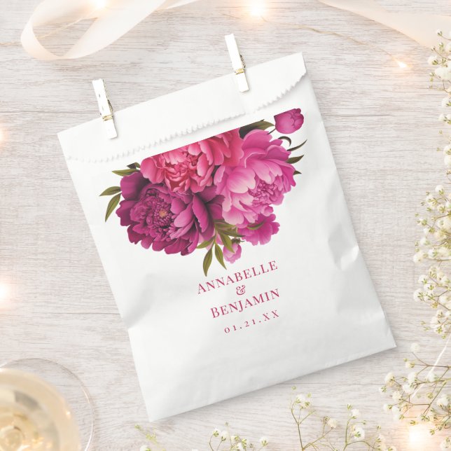 Sachets En Papier Mariage floral Magenta Peony (Coupé)