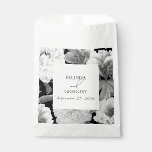 Sachets En Papier Mariage floral noir et blanc Peonies d'aquarelle