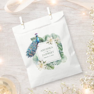 Sachets En Papier Mariage Floral Paon Indien Tropical