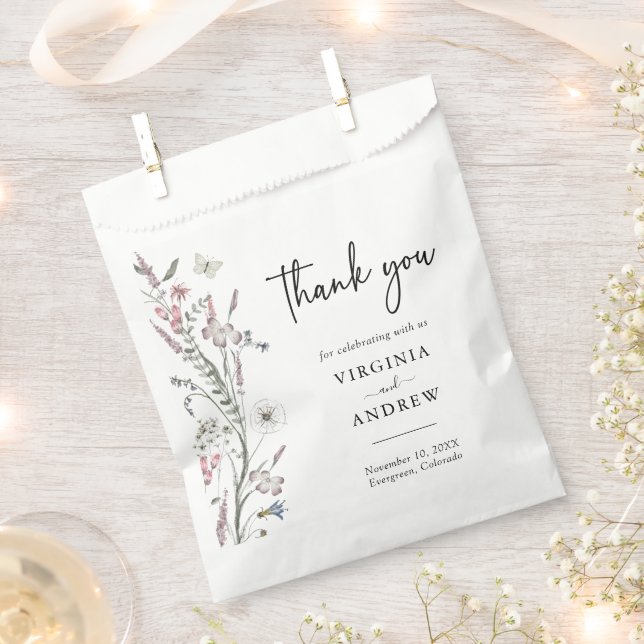 Sachets En Papier Mariage Floral Pastel (Coupé)