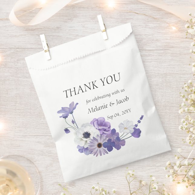 Sachets En Papier Mariage floral pourpre (Coupé)