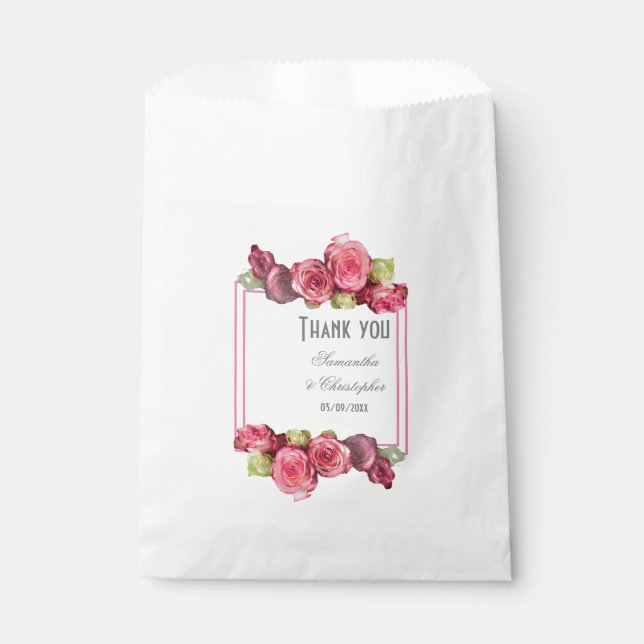 Sachets En Papier Mariage floral rosé (Devant)