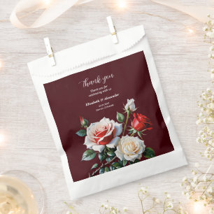 Sachets En Papier Mariage floral roses rose rouge blanc rose foncé j